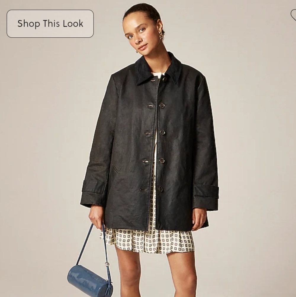 J. Crew Coated Barn Jacket - washed black grey combo